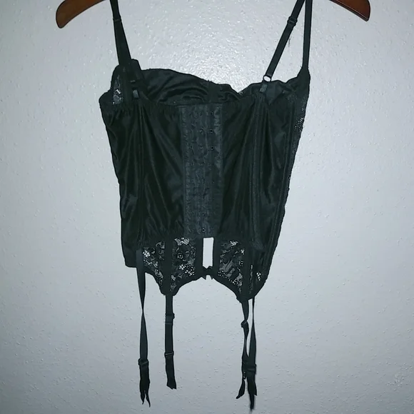 Victoria Secret 34C Black Bustier Garter Belt Lingerie - Picture 5 of 7